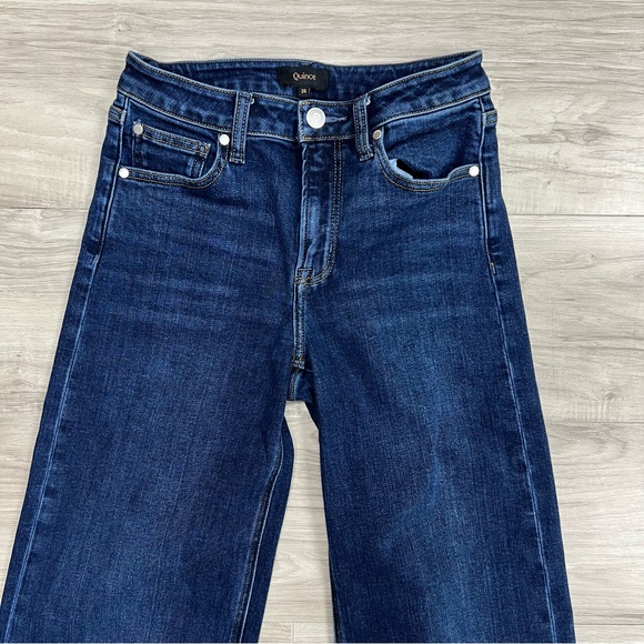 Quince Stretch High Rise Wide Leg 32” in Blue Dark Wash Size 26 - Picture 2 of 11